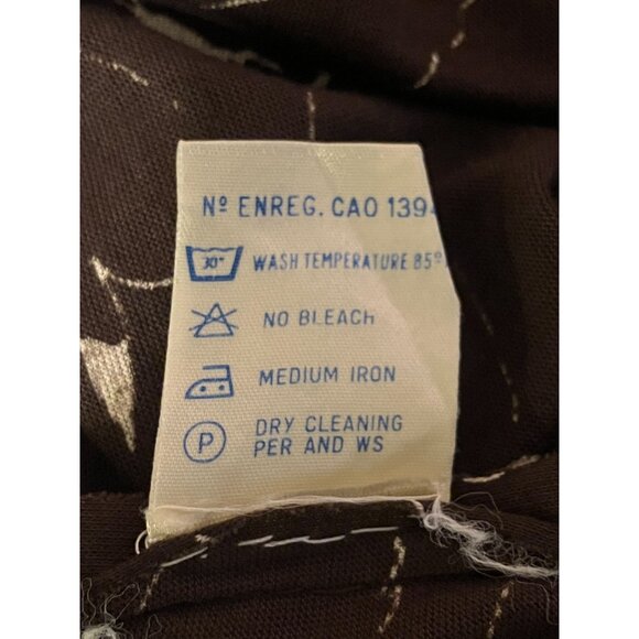 VTG Rodier Paris Autumn Leaves Dress 44 (L) Belted Playful Minimalist Neutral - Picture 12 of 13